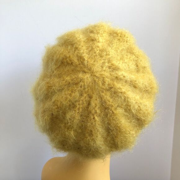 60s Handmade Saffron Mohair Scalloped Beret Mid Century Mod French Girl - Picture 4 of 6